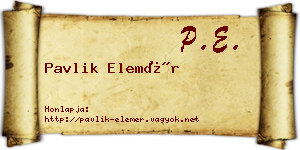 Pavlik Elemér névjegykártya