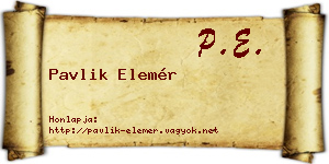 Pavlik Elemér névjegykártya